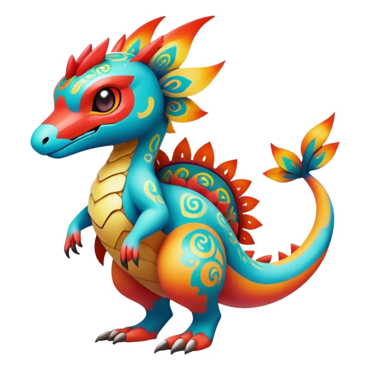 exotic fantasy-creature-Fakémon-Pokémon, full body, with random markings sticker