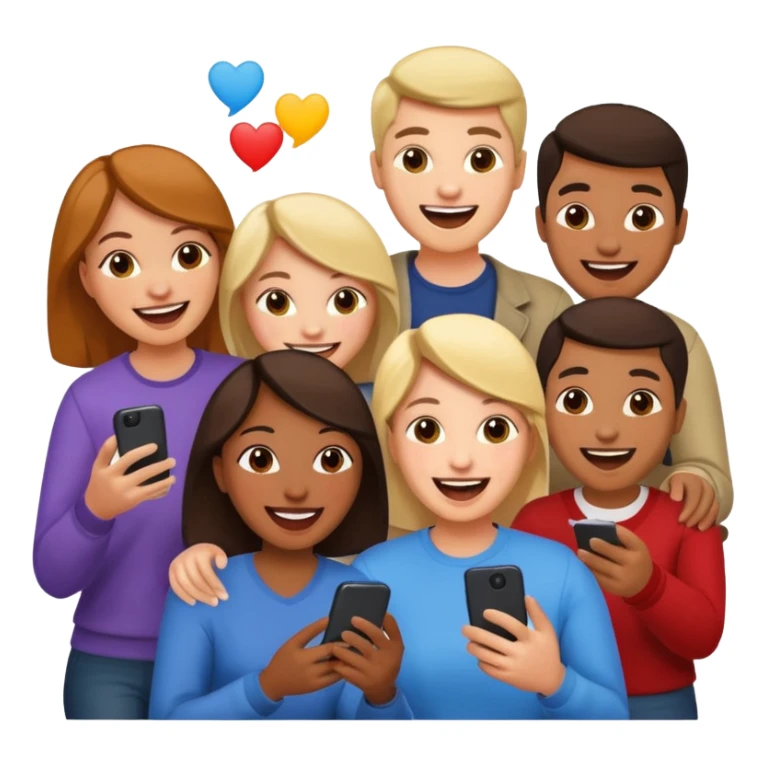 group of friends playing a game on their cell phone sticker