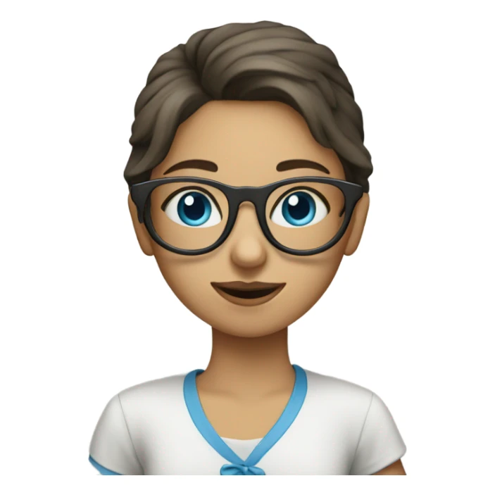 Blue eyed girl with glasses and cup sticker