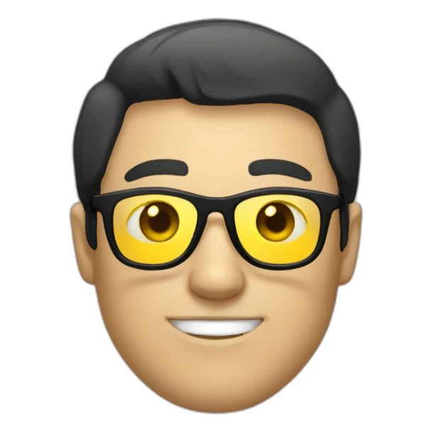 White man with yellow tinted glasses and black hair  sticker