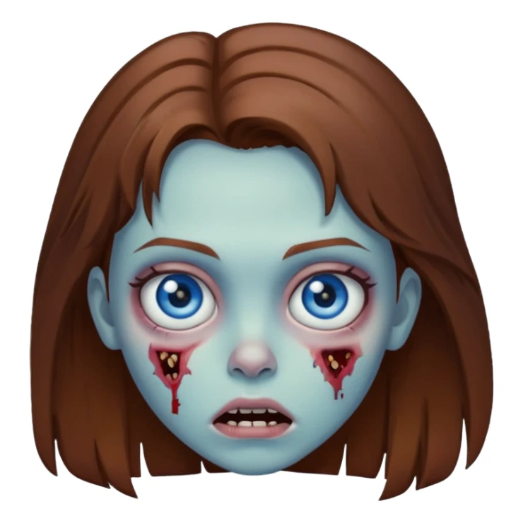 girl zombie brown hair and blue eyes sticker