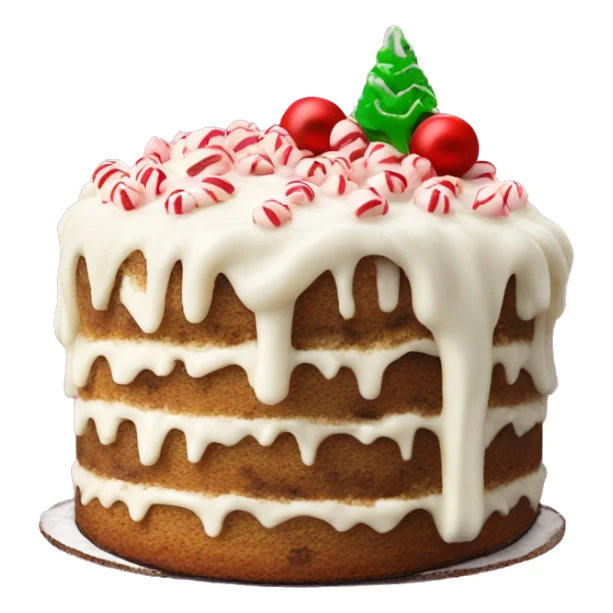 Chocolate chip cake with vanilla frosting and crushed peppermint sticker