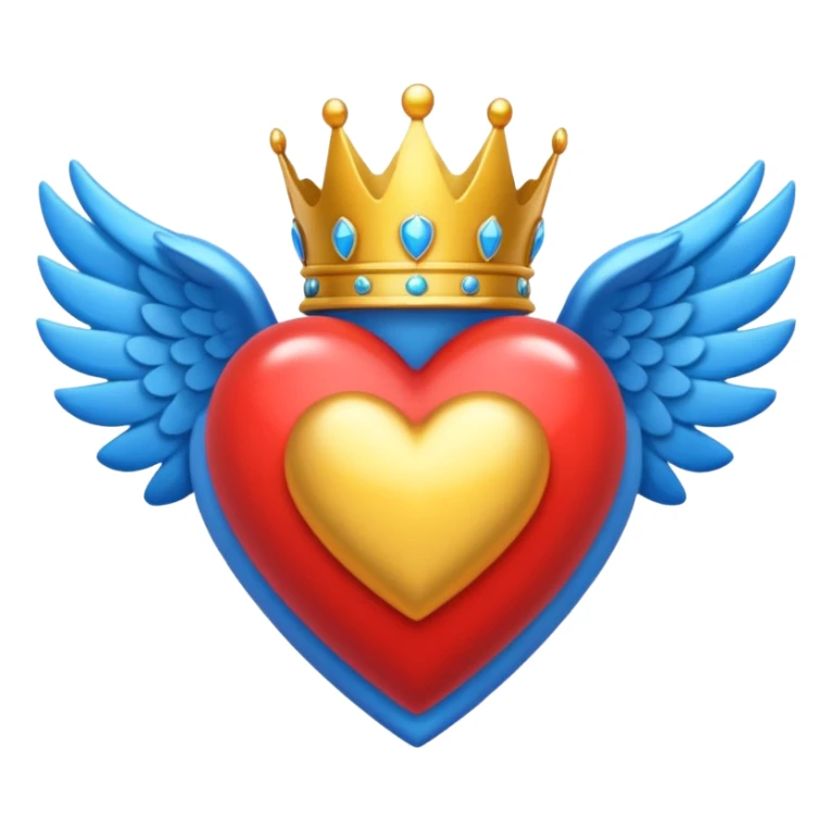 Un emoji de corazón azul con alas y una corona sticker