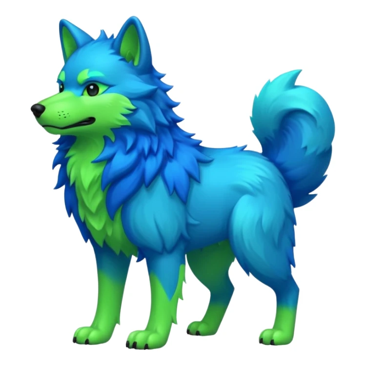 neon green and blue furry wolf sticker