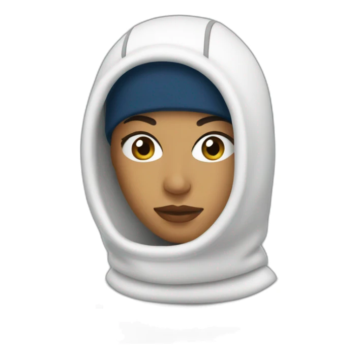 Latin woman using Lacoste balaclava sticker