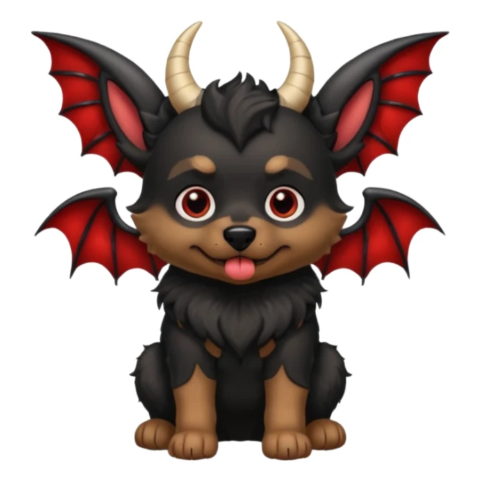 dog with horns and vampire wings sticker