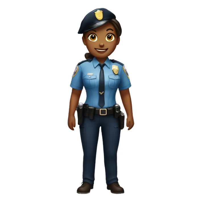 A police woman, brown skin, happy sticker