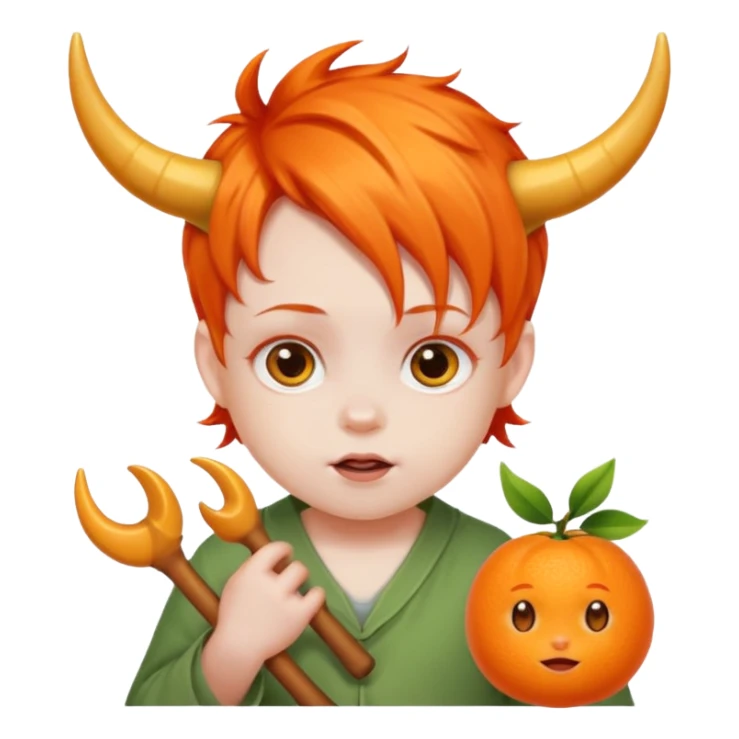babies with horns and orange hair sticker
