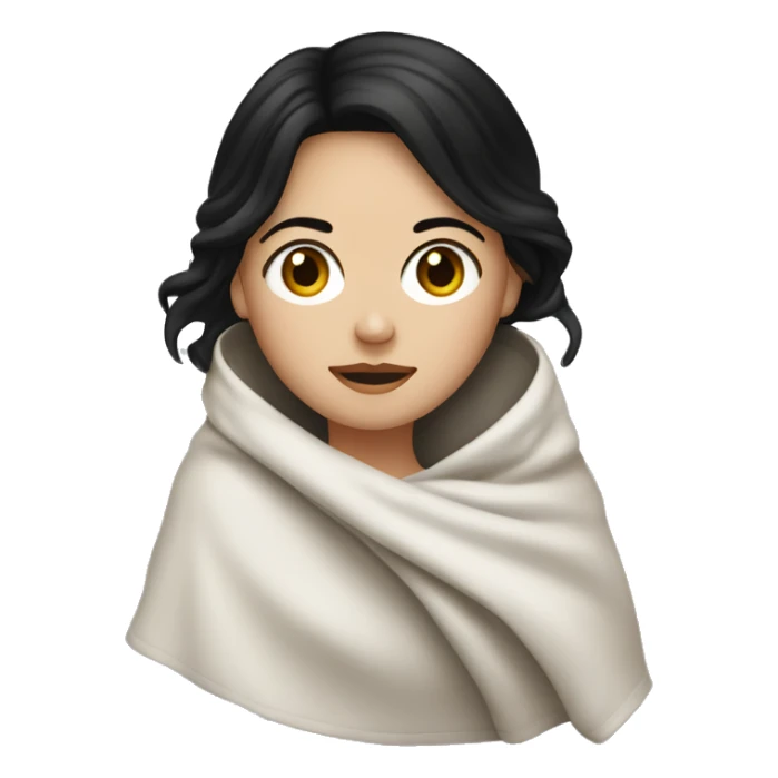white girl with black hair under blanket  sticker