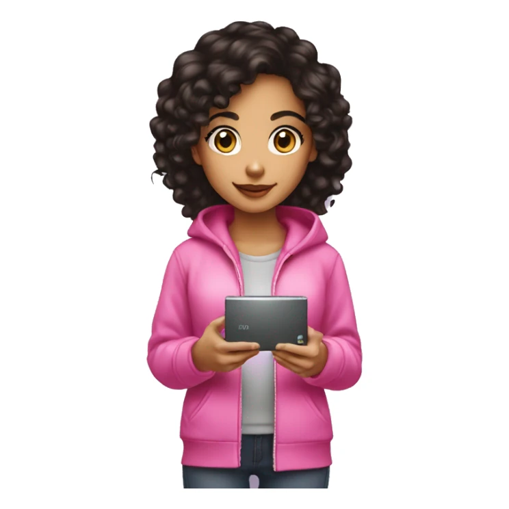 dark haired lightskin girl  playing pink nintendo ds sticker