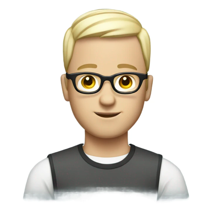 Imagine Marty with glasses, blue eyes and white crew cut hair sticker