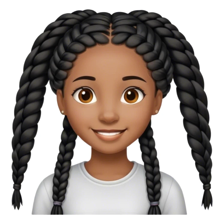 African american girl with long black braids smiling sticker