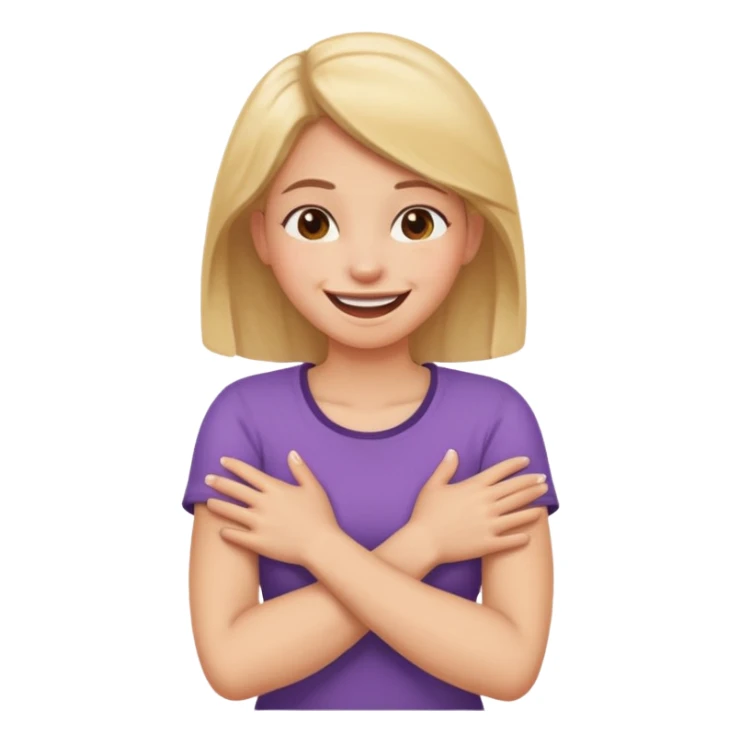 Arms crossed holding neck laughing girl sticker