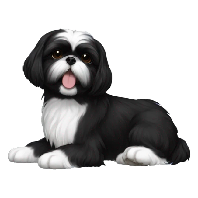 Happy All black Black shih tzu laying sticker