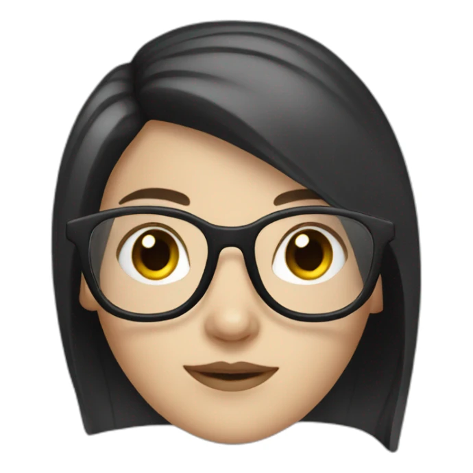 white girl with dark hair and glasses sticker