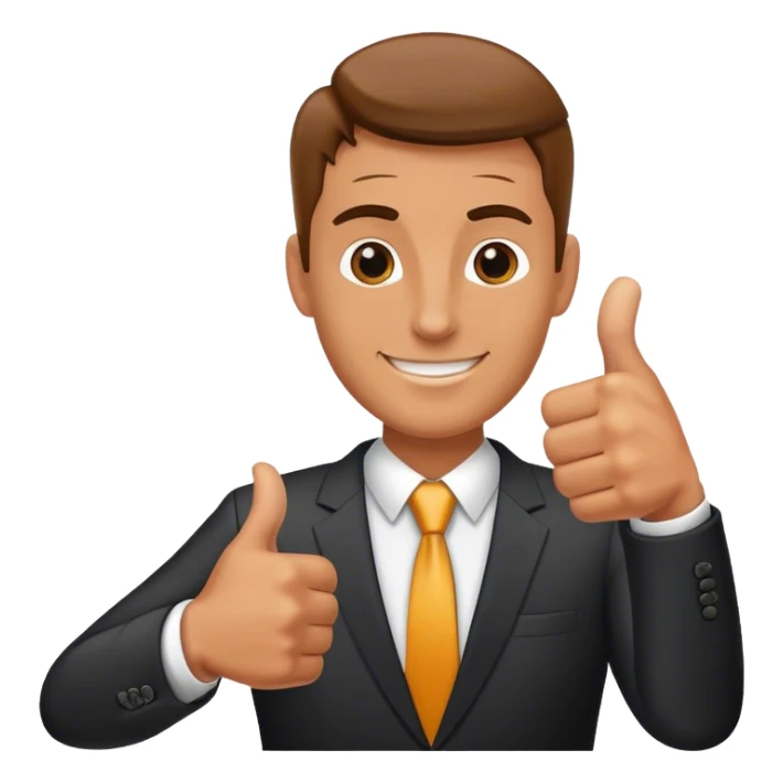 photorealistic businessman shows thumb up sticker