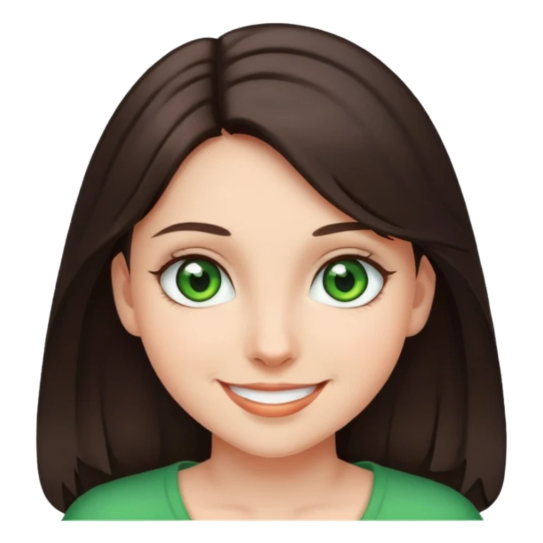 Girl with dark brown hair  green eyes smiling sticker