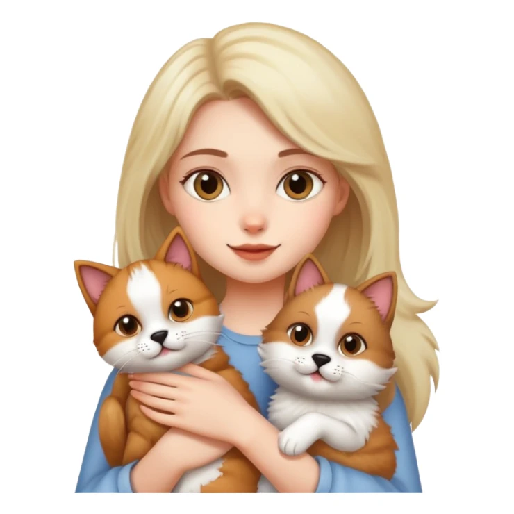 Girl holding a cat and a dog sticker