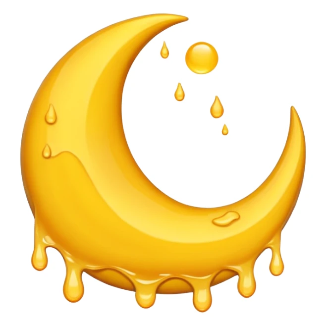 Melting waning crescent in yellow colour look more real sticker