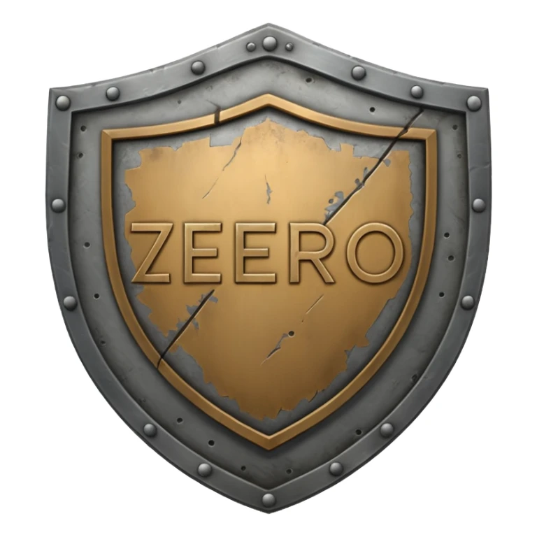 a steel shield with engraved roman numerals for zero—looks battle worn sticker