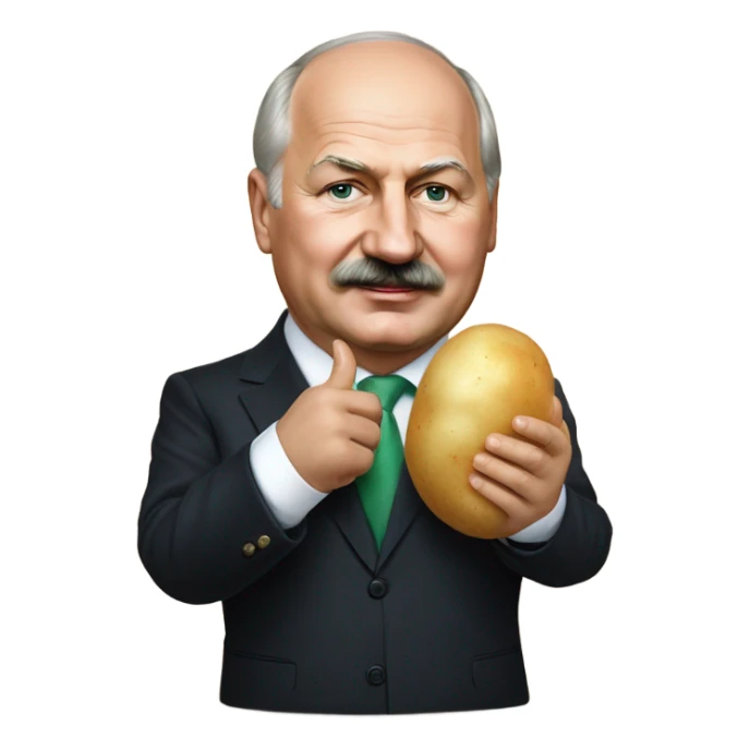 Photorealistic Belarus president Lukashenko with potato in right hand sticker