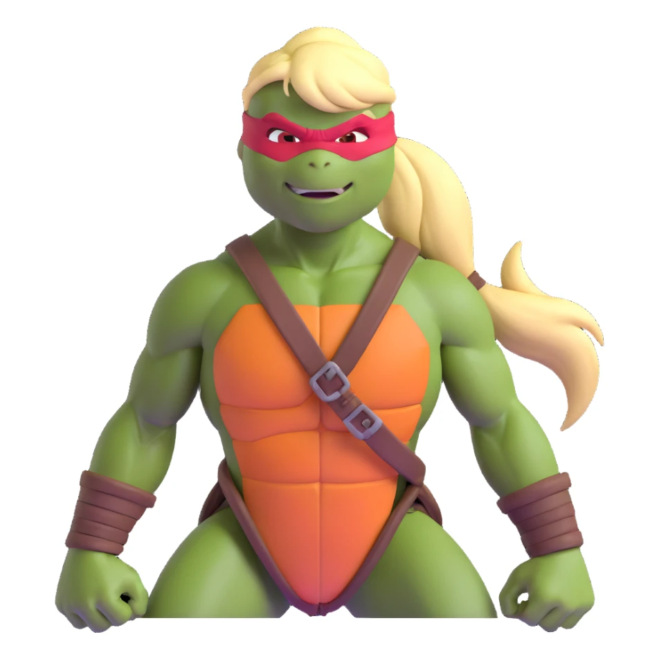 Hun from TMNT, large muscular gang leader with blonde ponytail sticker