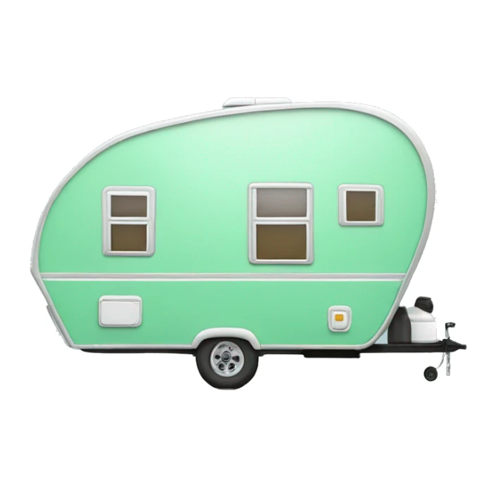 Realistic mint green camping travel trailer isolated. sticker