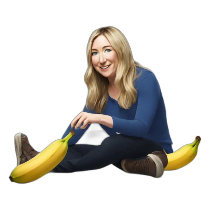 Victoria Coren-Mitchell picking up a banana off the floor sticker