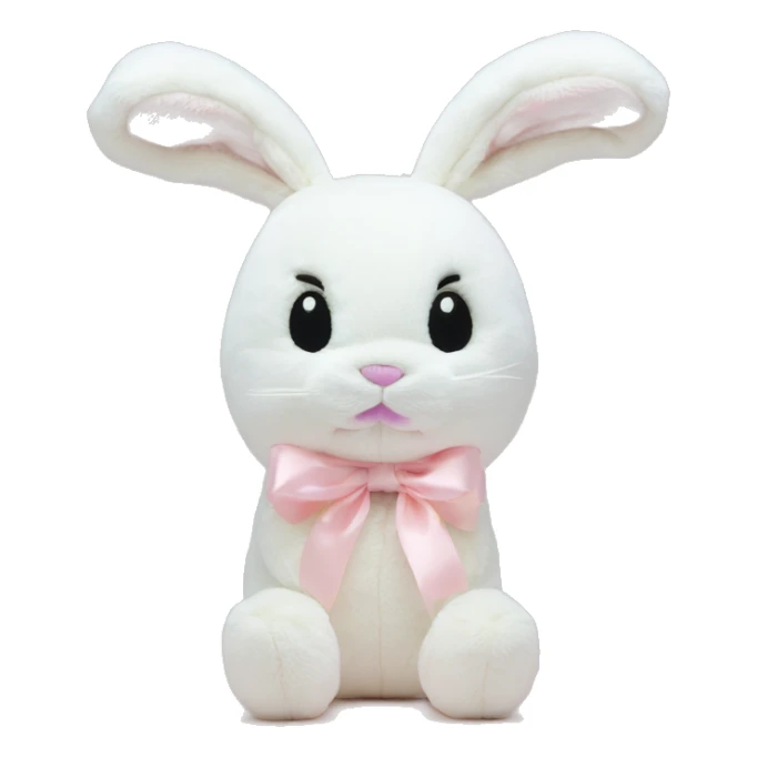 Aesthetic white jellycat style bunny with pastel pink bows on the ears sticker