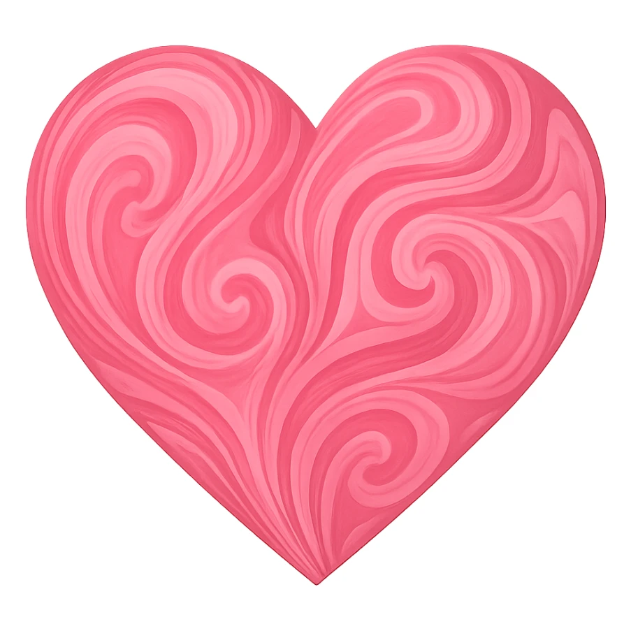 heart with a swirling flamingo pink pattern, digital illustration, no background sticker
