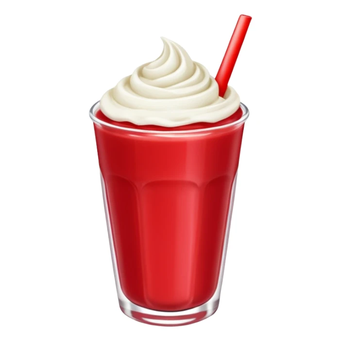 crea una bebida de red velvet con poppings de yogurt como topping sticker