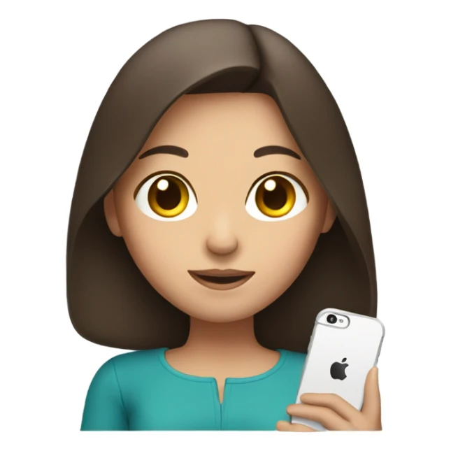 brunette girl with iPhone in hand sticker