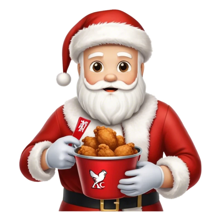 santa holding a bucket of "KFC" chicken sticker