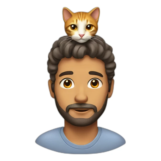 man with cat on top of his head sticker