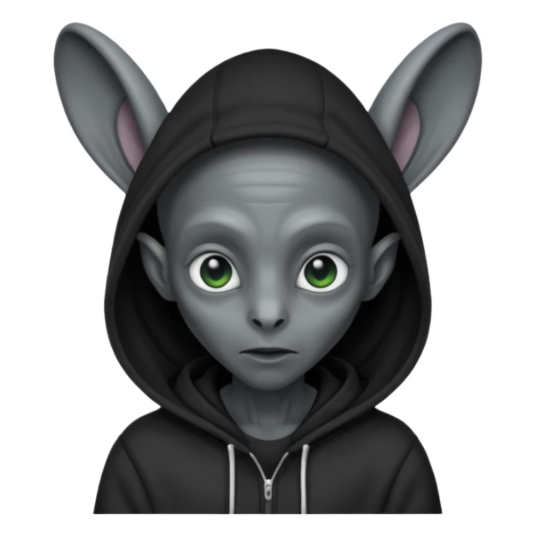 Aliens Dark grey, hoodie, long big ears sticker