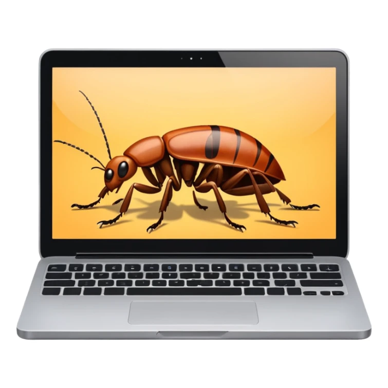 an open laptop with cockroaches crawling on it sticker