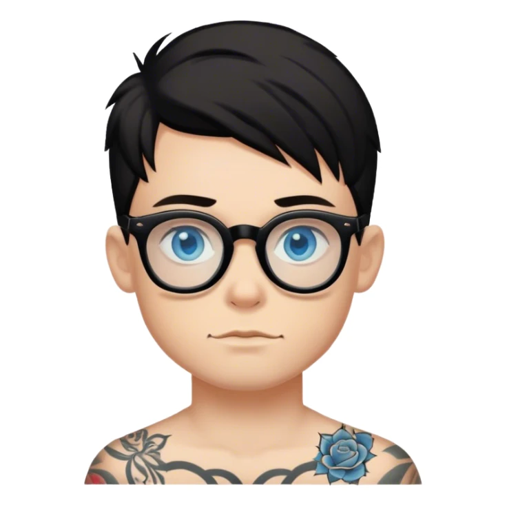 Blue eyed boy with black glasses and tattoos  saying now allowed sticker