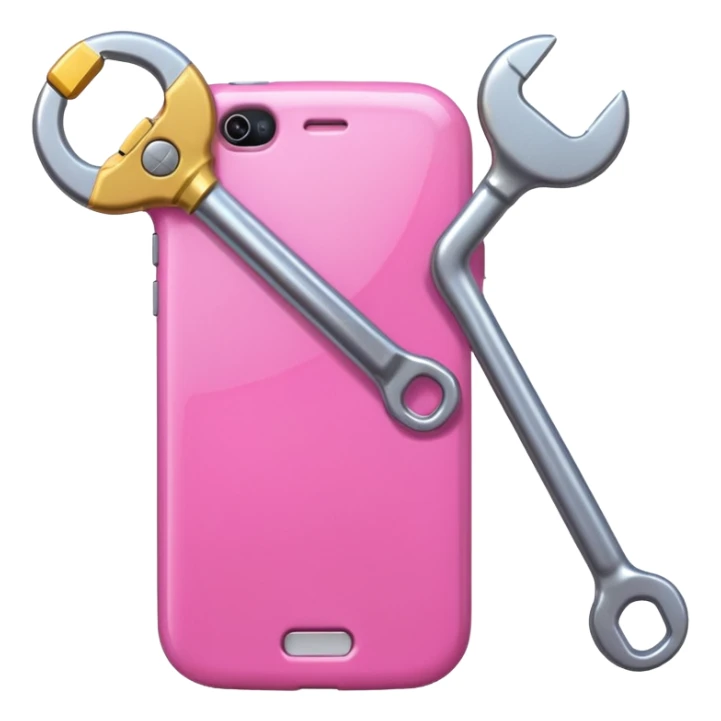 pink girly cellphone with a cute wrench sticker