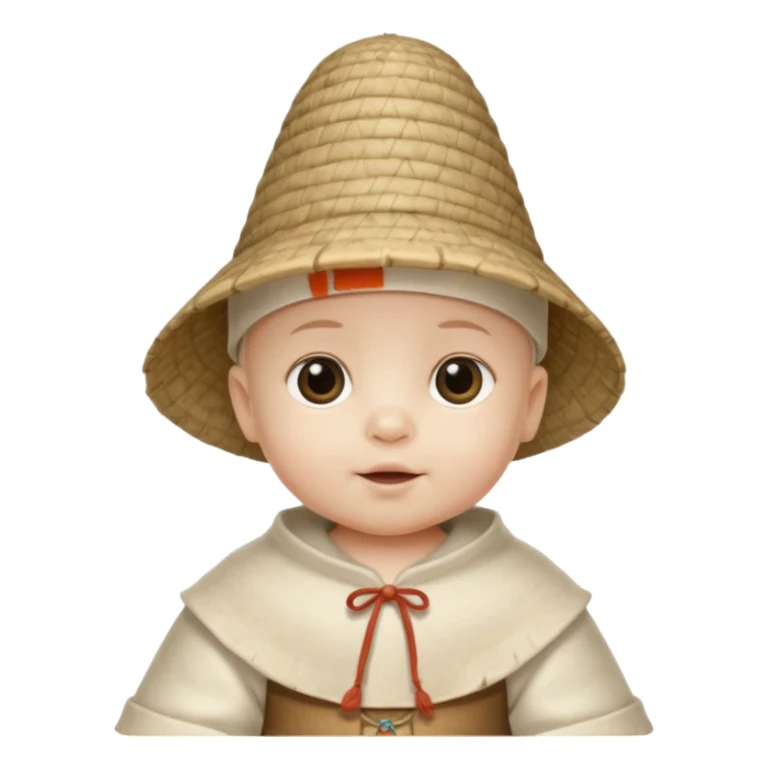 ancient latin baby conical hat, white, half body sticker