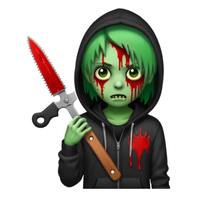 trap hood zombie emoji with saw and drip and emo sticker