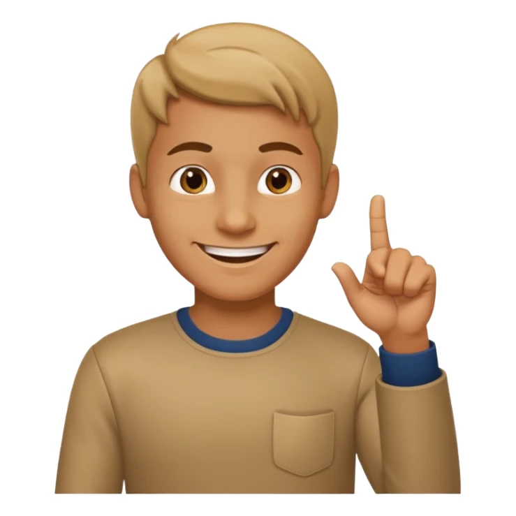 man pointing with index finger on his hand and smiling sticker