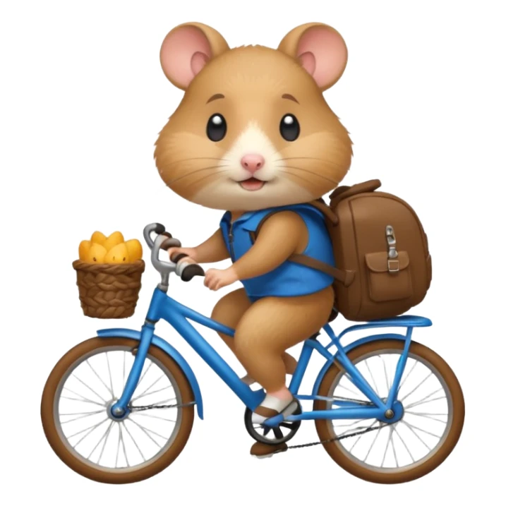 A hamster is riding a bicycle and wearing a backpack. sticker