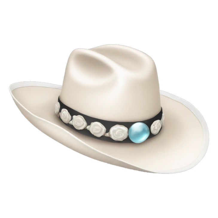 White cowgirl hat with seashell band sticker