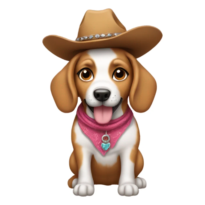 dog wearing a cowgirl hat sticker