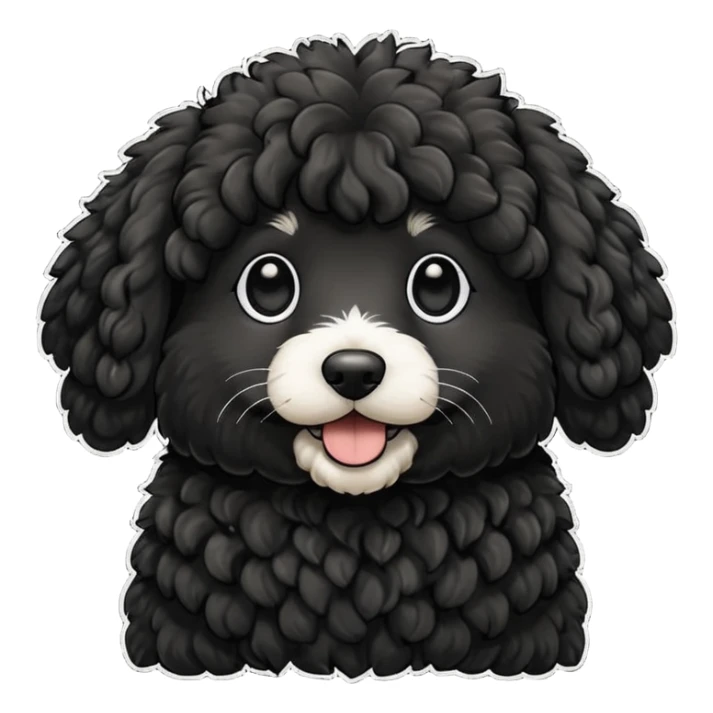 all black double doodle dog no background sticker