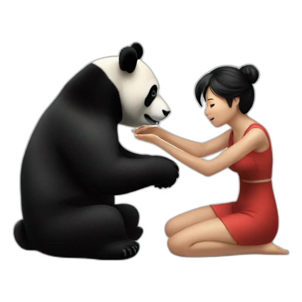 Black-panda-play-with-woman-short sticker