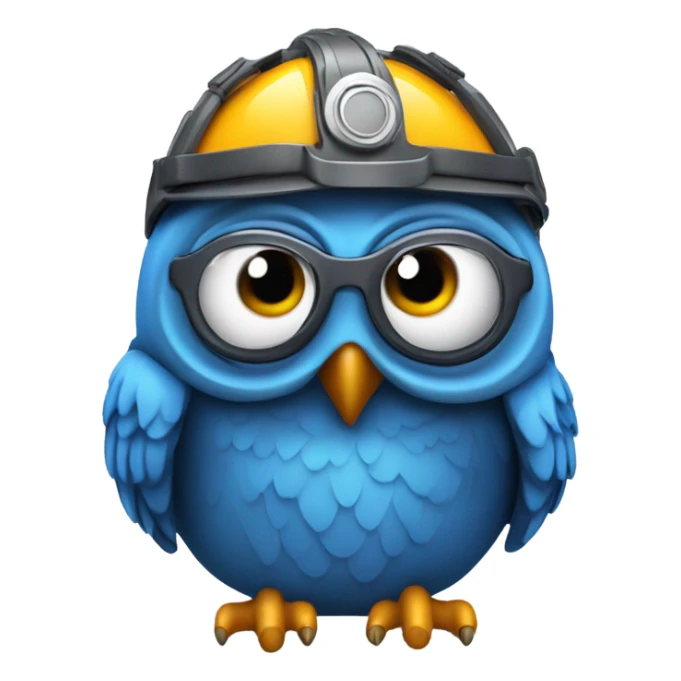 Blue owl wearing novelty drinking helmet  sticker