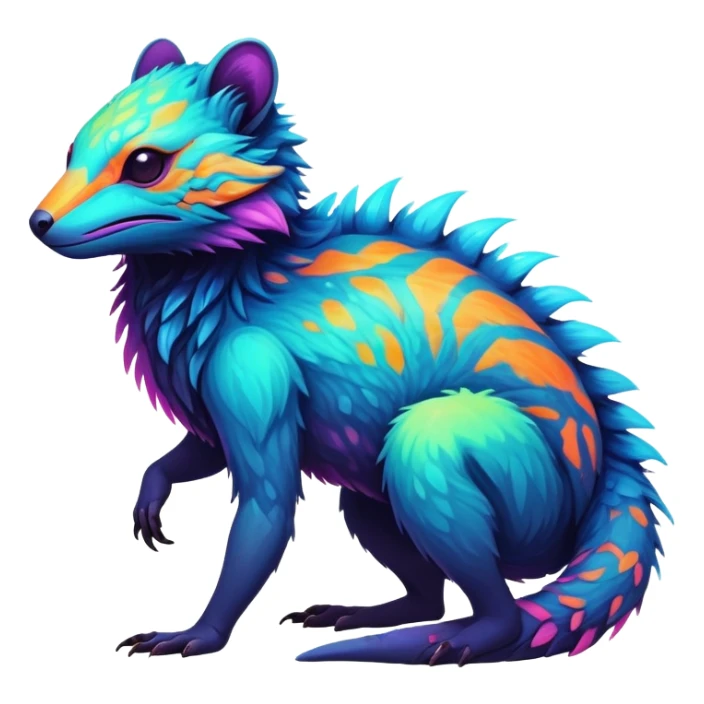 Dark vibrant pastel bright neon colorful edgy exotic painted Fakémon-Pokémon-Vernid-creature sticker