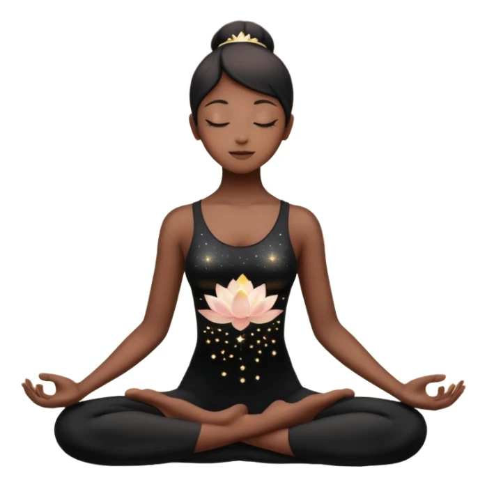 silhouette in lotus pose with sparkles sticker