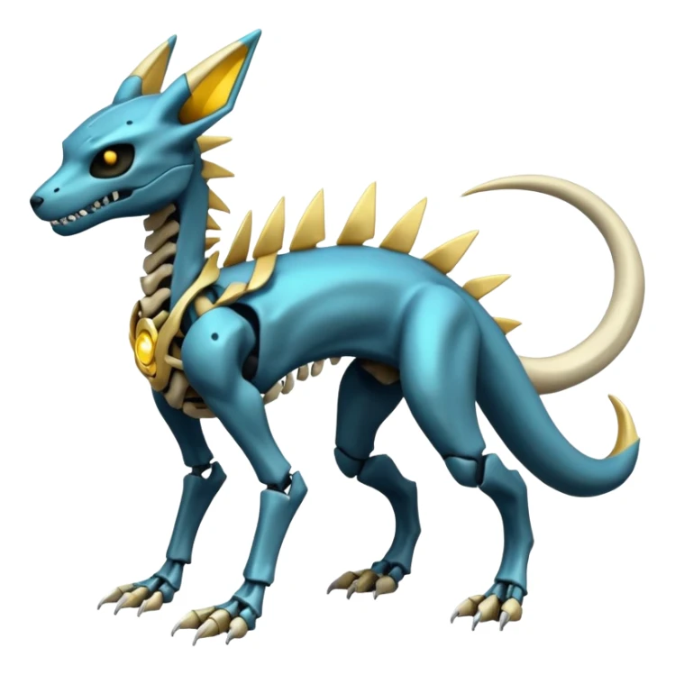 futuristic Skeleton-Cyborg-Manectric-Electrike-Salandit-Cubone-Umbreon-Marowak-Draco-Fakémon-hybrid-creature (full body), 4 legs sticker